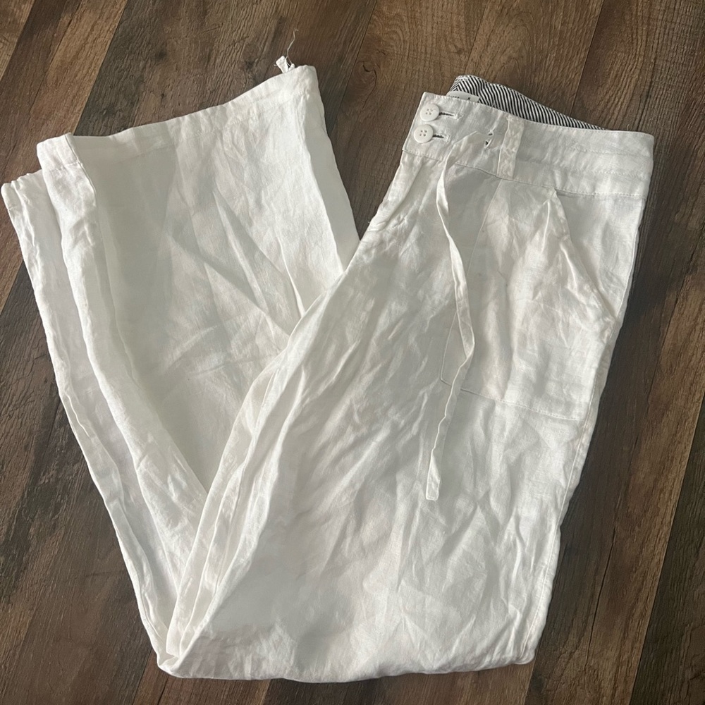 White Linen Pants- Medium